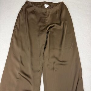 Soft Surroundings Camel Brown Satin Wide Leg Pull-On Pants - Size Large